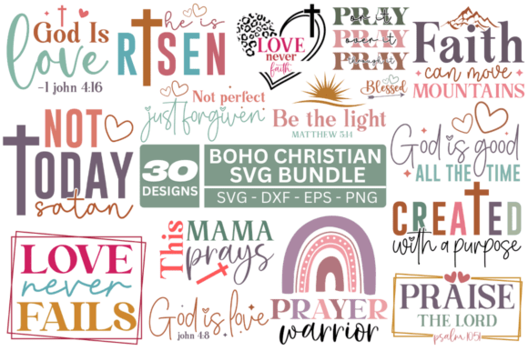 Boho Elegant Christian SVG Bundle for T-Shirt Designs