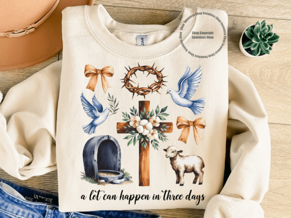 Christian Easter PNG, He is Risen Cross for Graphics and T-Shirt Designs