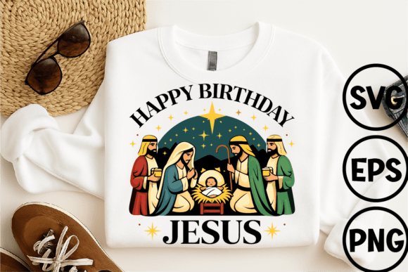 Nativity Scene Baby Jesus Christmas Graphics for T-Shirts