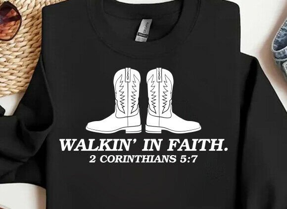 Walking in Faith Png, Christian Western T-Shirt Designs